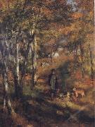 Pierre Renoir The Painter Jules Le Coeur walking his Dogs in the Forest of Fontainebleau china oil painting artist